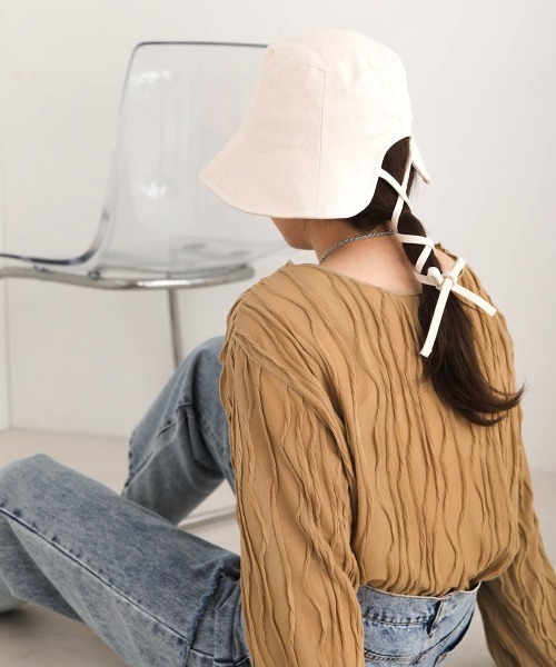 Bab（バブ）の「バックリボンワイドバケットハット（ハット・レディース・オフホワイト/ベージュ/ブラック・ONESIZE）」の8枚目の写真