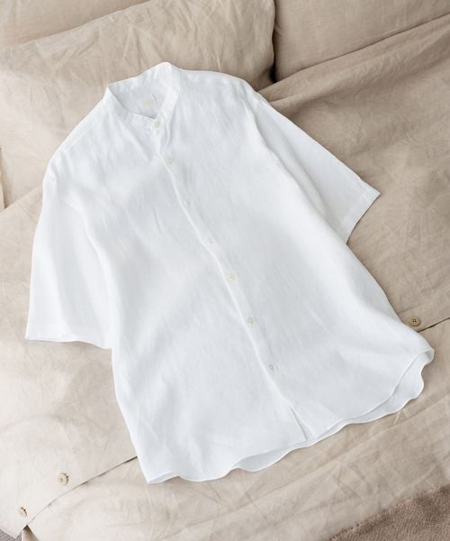 EDIFICE（エディフィス）の「ALBINI バンドカラー 半袖リネンシャツ（シャツ/ブラウス・メンズ・チャコールグレー/ブラック/ホワイト/ブルー系その他・LARGE/SMALL/MEDIUM）」の12枚目の写真