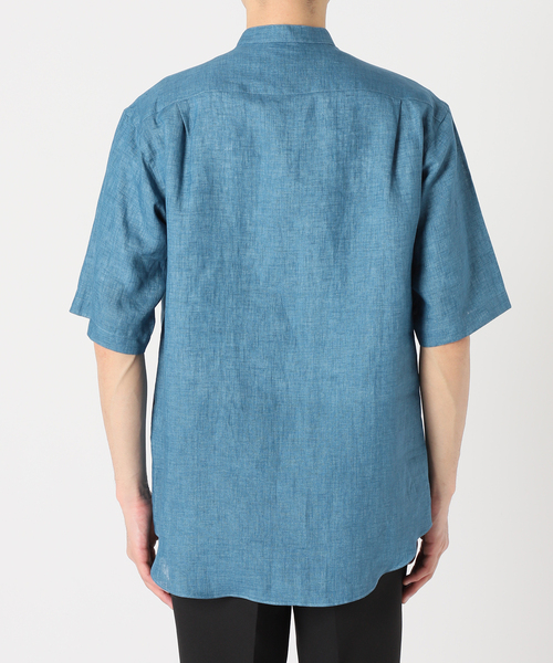 EDIFICE（エディフィス）の「ALBINI バンドカラー 半袖リネンシャツ（シャツ/ブラウス・メンズ・チャコールグレー/ブラック/ホワイト/ブルー系その他・LARGE/SMALL/MEDIUM）」の9枚目の写真