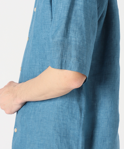 EDIFICE（エディフィス）の「ALBINI バンドカラー 半袖リネンシャツ（シャツ/ブラウス・メンズ・チャコールグレー/ブラック/ホワイト/ブルー系その他・LARGE/SMALL/MEDIUM）」の5枚目の写真