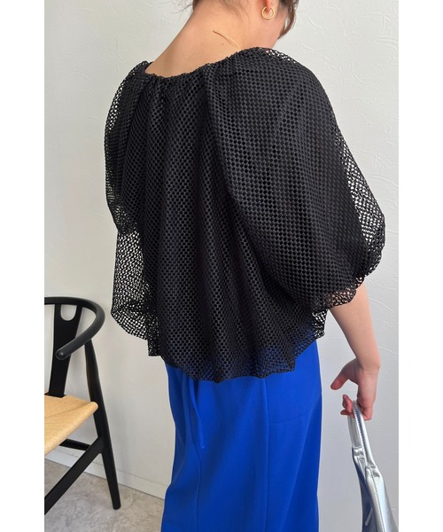palm RICHE（ポームリシュ）の「メッシュバルーンカーディガン（カーディガン/ボレロ・レディース・オフホワイト/ブラック・M）」の14枚目の写真