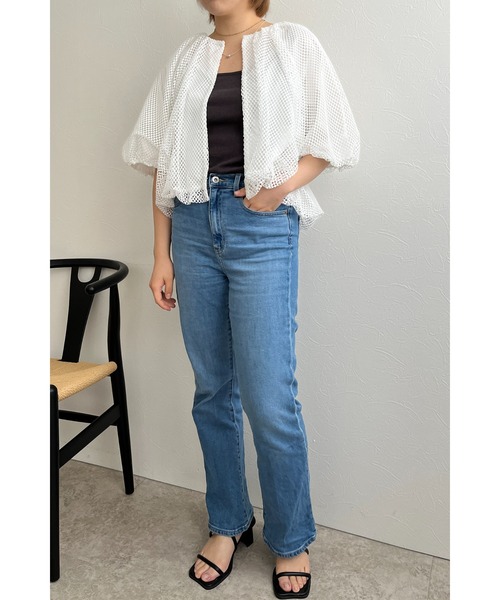 palm RICHE（ポームリシュ）の「メッシュバルーンカーディガン（カーディガン/ボレロ・レディース・オフホワイト/ブラック・M）」の11枚目の写真