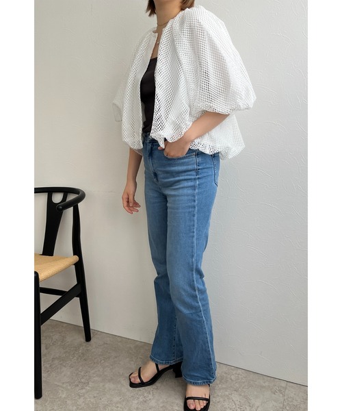 palm RICHE（ポームリシュ）の「メッシュバルーンカーディガン（カーディガン/ボレロ・レディース・オフホワイト/ブラック・M）」の10枚目の写真