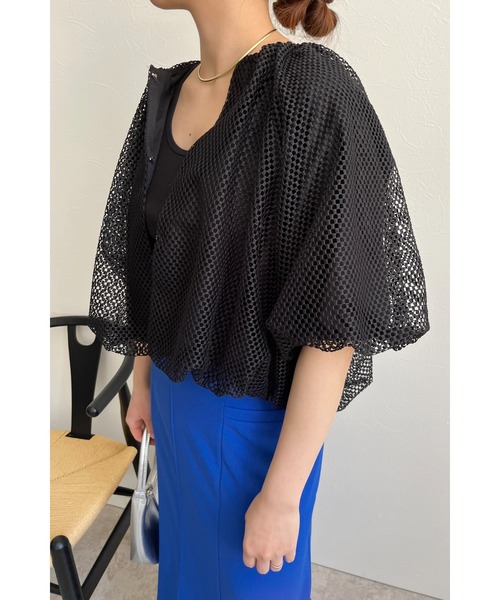 palm RICHE（ポームリシュ）の「メッシュバルーンカーディガン（カーディガン/ボレロ・レディース・オフホワイト/ブラック・M）」の12枚目の写真
