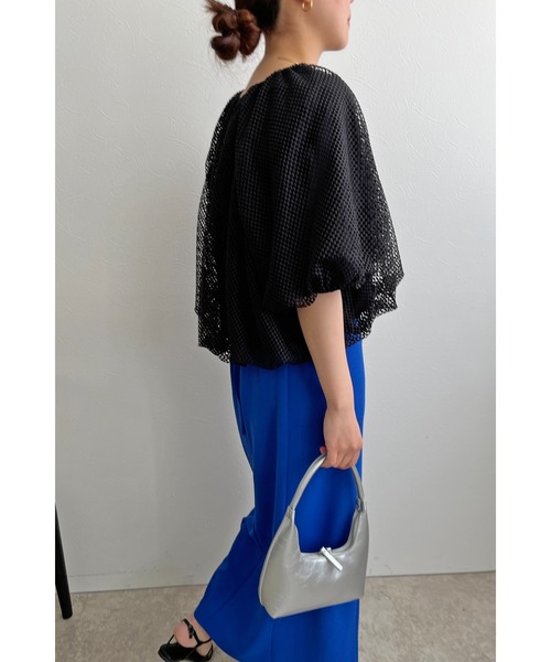 palm RICHE（ポームリシュ）の「メッシュバルーンカーディガン（カーディガン/ボレロ・レディース・オフホワイト/ブラック・M）」の21枚目の写真