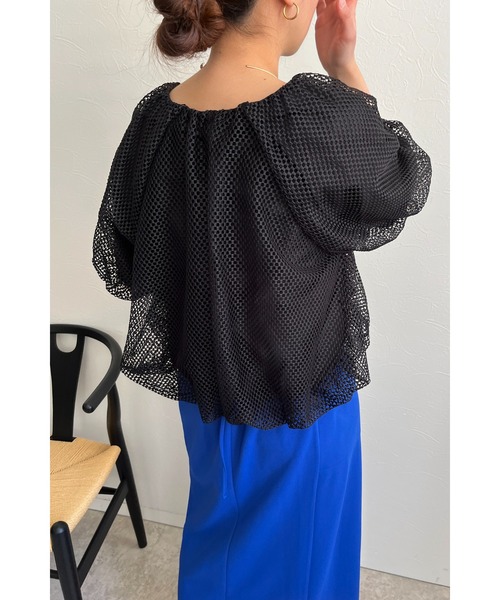 palm RICHE（ポームリシュ）の「メッシュバルーンカーディガン（カーディガン/ボレロ・レディース・オフホワイト/ブラック・M）」の16枚目の写真