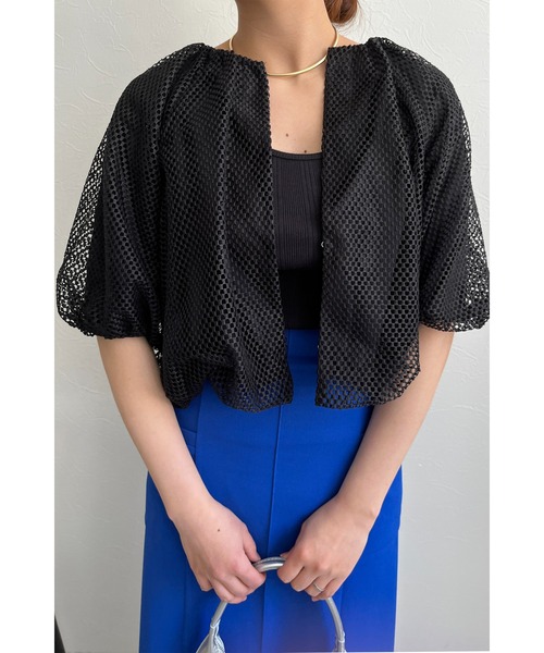 palm RICHE（ポームリシュ）の「メッシュバルーンカーディガン（カーディガン/ボレロ・レディース・オフホワイト/ブラック・M）」の15枚目の写真