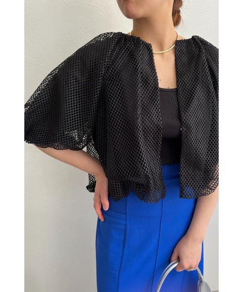 palm RICHE（ポームリシュ）の「メッシュバルーンカーディガン（カーディガン/ボレロ・レディース・オフホワイト/ブラック・M）」の18枚目の写真
