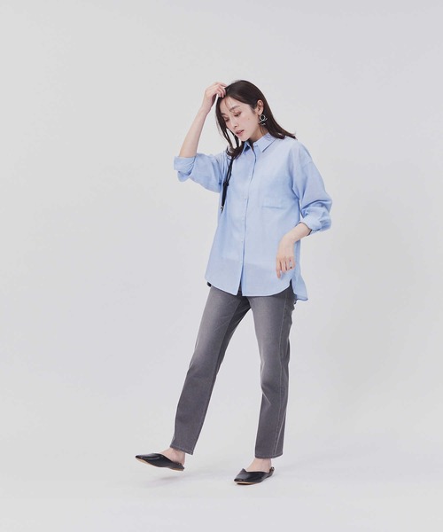 Right-on（ライトオン）の「【HONEYSUCKLE ROSE】サラサラリネン混長袖シャツ（シャツ/ブラウス・レディース・グレー/オフホワイト/ピンク/ブルー・M/L）」の14枚目の写真