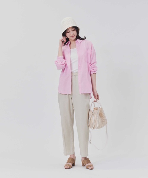 Right-on（ライトオン）の「【HONEYSUCKLE ROSE】サラサラリネン混長袖シャツ（シャツ/ブラウス・レディース・グレー/オフホワイト/ピンク/ブルー・M/L）」の16枚目の写真