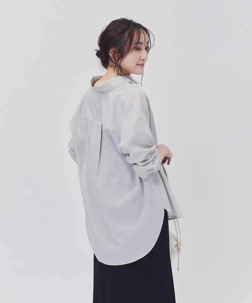 Right-on（ライトオン）の「【HONEYSUCKLE ROSE】サラサラリネン混長袖シャツ（シャツ/ブラウス・レディース・グレー/オフホワイト/ピンク/ブルー・M/L）」の11枚目の写真