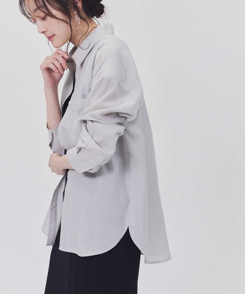 Right-on（ライトオン）の「【HONEYSUCKLE ROSE】サラサラリネン混長袖シャツ（シャツ/ブラウス・レディース・グレー/オフホワイト/ピンク/ブルー・M/L）」の12枚目の写真