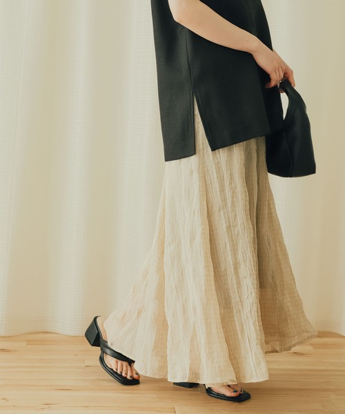 SENSE OF PLACE by URBAN RESEARCH（センスオブプレイスバイアーバンリサーチ）の「シアーチェックマーメイドスカート（スカート・レディース・ライトベージュ/ブラウン/ブラック・ONE）」の3枚目の写真