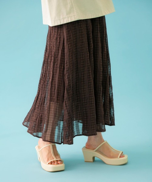 SENSE OF PLACE by URBAN RESEARCH（センスオブプレイスバイアーバンリサーチ）の「シアーチェックマーメイドスカート（スカート・レディース・ライトベージュ/ブラウン/ブラック・ONE）」の4枚目の写真