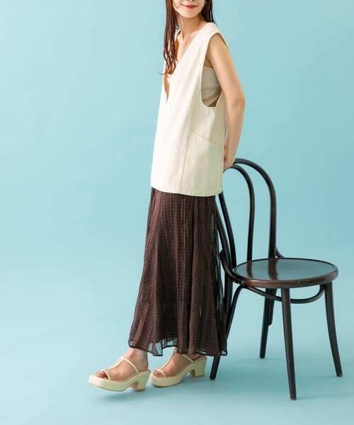 SENSE OF PLACE by URBAN RESEARCH（センスオブプレイスバイアーバンリサーチ）の「シアーチェックマーメイドスカート（スカート・レディース・ライトベージュ/ブラウン/ブラック・ONE）」の5枚目の写真