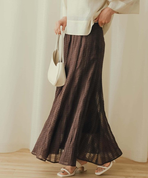 SENSE OF PLACE by URBAN RESEARCH（センスオブプレイスバイアーバンリサーチ）の「シアーチェックマーメイドスカート（スカート・レディース・ライトベージュ/ブラウン/ブラック・ONE）」の6枚目の写真