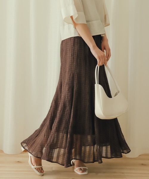SENSE OF PLACE by URBAN RESEARCH（センスオブプレイスバイアーバンリサーチ）の「シアーチェックマーメイドスカート（スカート・レディース・ライトベージュ/ブラウン/ブラック・ONE）」の7枚目の写真