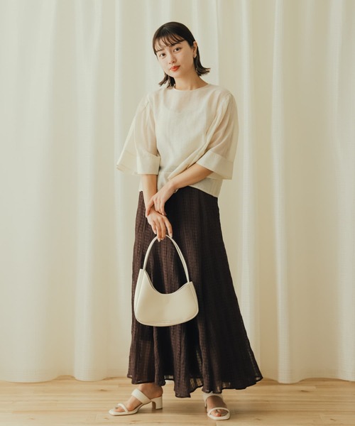 SENSE OF PLACE by URBAN RESEARCH（センスオブプレイスバイアーバンリサーチ）の「シアーチェックマーメイドスカート（スカート・レディース・ライトベージュ/ブラウン/ブラック・ONE）」の8枚目の写真