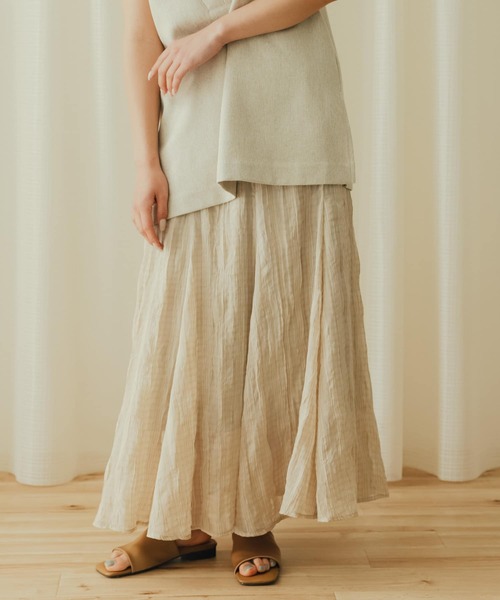 SENSE OF PLACE by URBAN RESEARCH（センスオブプレイスバイアーバンリサーチ）の「シアーチェックマーメイドスカート（スカート・レディース・ライトベージュ/ブラウン/ブラック・ONE）」の14枚目の写真