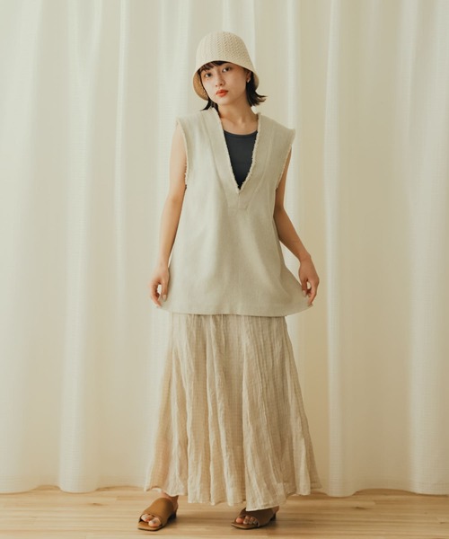 SENSE OF PLACE by URBAN RESEARCH（センスオブプレイスバイアーバンリサーチ）の「シアーチェックマーメイドスカート（スカート・レディース・ライトベージュ/ブラウン/ブラック・ONE）」の16枚目の写真