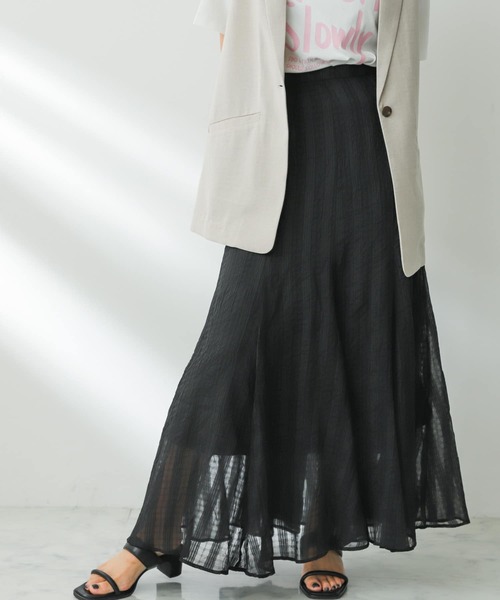 SENSE OF PLACE by URBAN RESEARCH（センスオブプレイスバイアーバンリサーチ）の「シアーチェックマーメイドスカート（スカート・レディース・ライトベージュ/ブラウン/ブラック・ONE）」の17枚目の写真