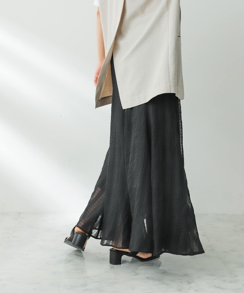 SENSE OF PLACE by URBAN RESEARCH（センスオブプレイスバイアーバンリサーチ）の「シアーチェックマーメイドスカート（スカート・レディース・ライトベージュ/ブラウン/ブラック・ONE）」の19枚目の写真