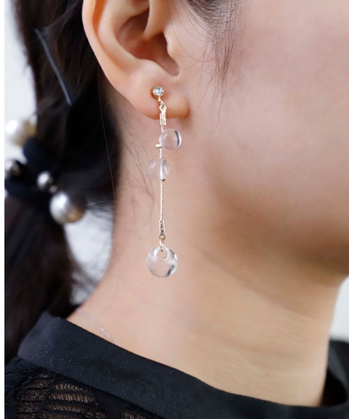 Cupid Heart(キューピッドハート)の「【Cupid Heart】結婚式アクセサリー 大粒クリアパールドロップイヤリング(イヤリング・レディース・ゴールド/シルバー・MEDIUM)」の9枚目の写真