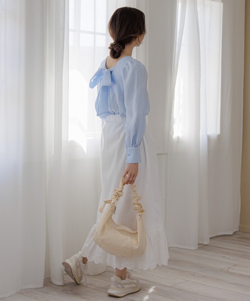 flower（フラワー）の「リボンパフブラウス（シャツ/ブラウス・レディース・ホワイト/ピンク/ブルー・FREE）」の10枚目の写真