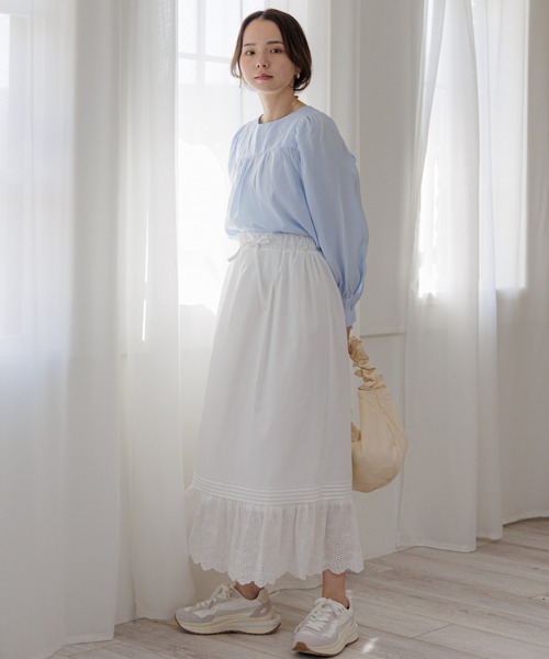 flower（フラワー）の「リボンパフブラウス（シャツ/ブラウス・レディース・ホワイト/ピンク/ブルー・FREE）」の8枚目の写真