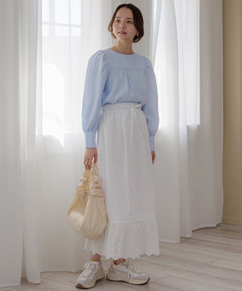 flower（フラワー）の「リボンパフブラウス（シャツ/ブラウス・レディース・ホワイト/ピンク/ブルー・FREE）」の9枚目の写真