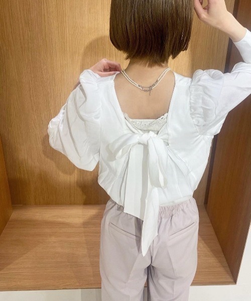 flower（フラワー）の「リボンパフブラウス（シャツ/ブラウス・レディース・ホワイト/ピンク/ブルー・FREE）」の19枚目の写真