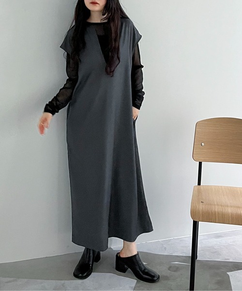 ブランベール 今季　ジャンバースカート feepur（フェピュール）の「【TALLサイズあり】深Vネックロング