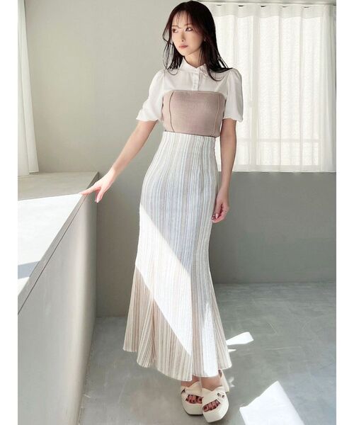 RESEXXY（リゼクシー）の「シャツドッキングニットトップス（ニット/セーター・レディース・ブラック/ベージュ/ブルー・FREE）」の19枚目の写真