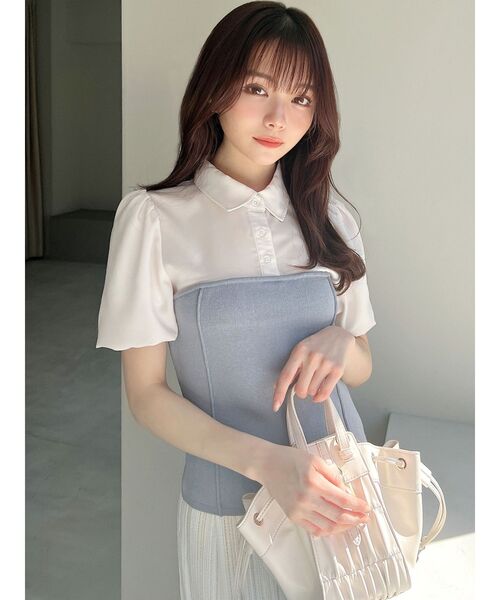 RESEXXY（リゼクシー）の「シャツドッキングニットトップス（ニット/セーター・レディース・ブラック/ベージュ/ブルー・FREE）」の15枚目の写真