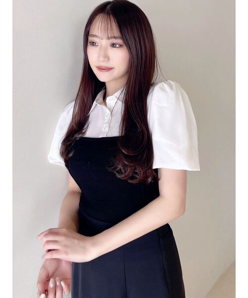 RESEXXY（リゼクシー）の「シャツドッキングニットトップス（ニット/セーター・レディース・ブラック/ベージュ/ブルー・FREE）」の5枚目の写真