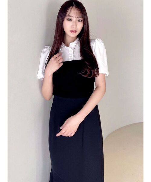 RESEXXY（リゼクシー）の「シャツドッキングニットトップス（ニット/セーター・レディース・ブラック/ベージュ/ブルー・FREE）」の20枚目の写真