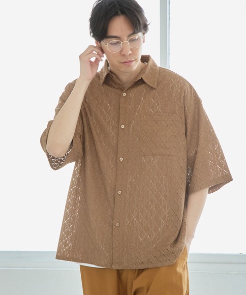 LAKOLE（ラコレ）の「レースシャツ / 191800（シャツ/ブラウス・メンズ・オフホワイト/ベージュ/グリーン/ブラック・X-LARGE/LARGE/MEDIUM）」の4枚目の写真