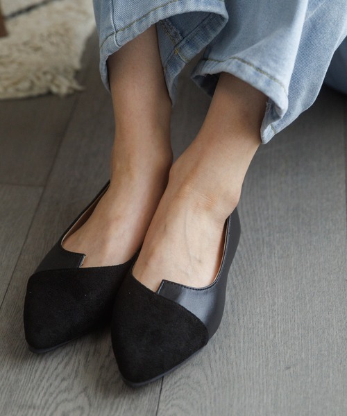 Miniministore(ミニミニストア)の「ポインテッド フラットシューズ(パンプス・レディース・ブラック/ピンク/ベージュ・35/36/37/38/39/40)」の1枚目の写真