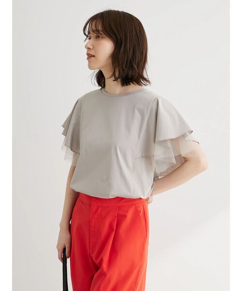 ELENCARE DUE（エレンカーレデュエ）の「・ELENCARE　DUE　フレアスリーブTシャツ（Tシャツ/カットソー・レディース・ブラック/グレイッシュベージュ/オフホワイト/レッド・FREE）」の9枚目の写真