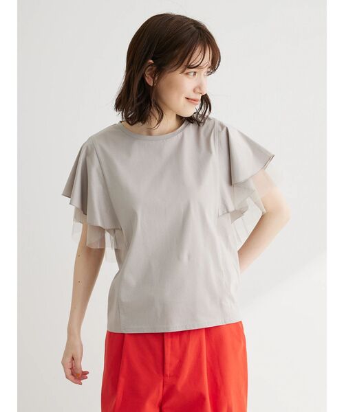 ELENCARE DUE（エレンカーレデュエ）の「・ELENCARE　DUE　フレアスリーブTシャツ（Tシャツ/カットソー・レディース・ブラック/グレイッシュベージュ/オフホワイト/レッド・FREE）」の10枚目の写真