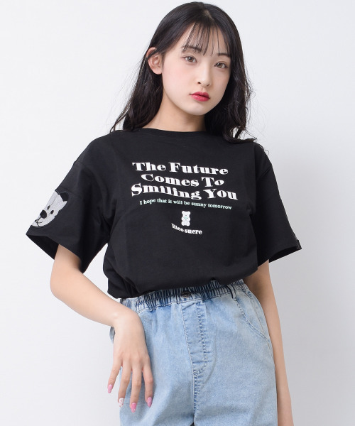 RiCO SUCRE(リコシュクレ)の「袖ベアーチュールTシャツ(Tシャツ/カットソー・キッズ・ミント/オフホワイト/サックスブルー/ブラック・130/140/150/160/165)」の3枚目の写真