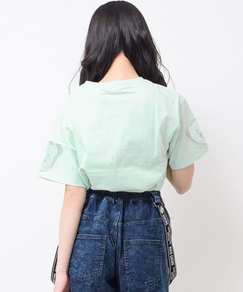 RiCO SUCRE(リコシュクレ)の「袖ベアーチュールTシャツ(Tシャツ/カットソー・キッズ・ミント/オフホワイト/サックスブルー/ブラック・130/140/150/160/165)」の10枚目の写真