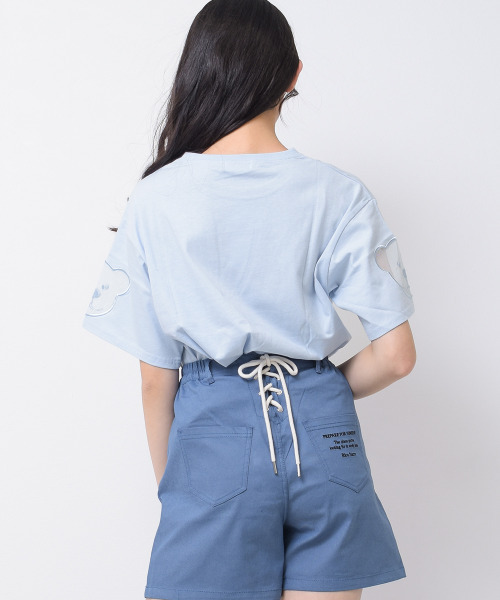 RiCO SUCRE(リコシュクレ)の「袖ベアーチュールTシャツ(Tシャツ/カットソー・キッズ・ミント/オフホワイト/サックスブルー/ブラック・130/140/150/160/165)」の12枚目の写真