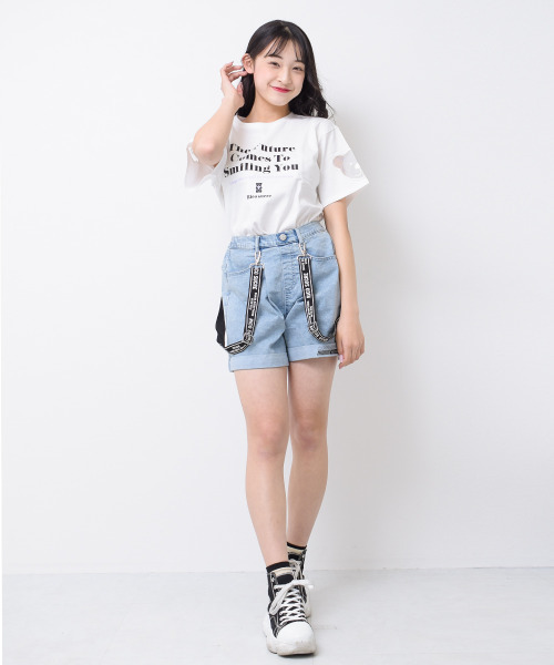 RiCO SUCRE(リコシュクレ)の「袖ベアーチュールTシャツ(Tシャツ/カットソー・キッズ・ミント/オフホワイト/サックスブルー/ブラック・130/140/150/160/165)」の6枚目の写真