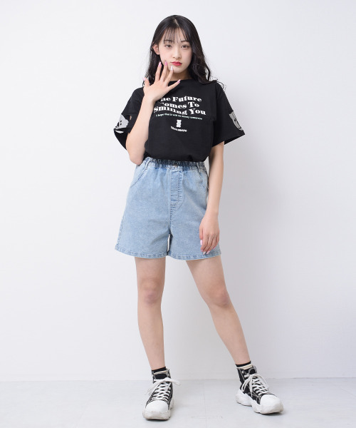 RiCO SUCRE(リコシュクレ)の「袖ベアーチュールTシャツ(Tシャツ/カットソー・キッズ・ミント/オフホワイト/サックスブルー/ブラック・130/140/150/160/165)」の8枚目の写真