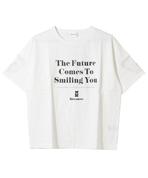RiCO SUCRE(リコシュクレ)の「袖ベアーチュールTシャツ(Tシャツ/カットソー・キッズ・ミント/オフホワイト/サックスブルー/ブラック・130/140/150/160/165)」の14枚目の写真