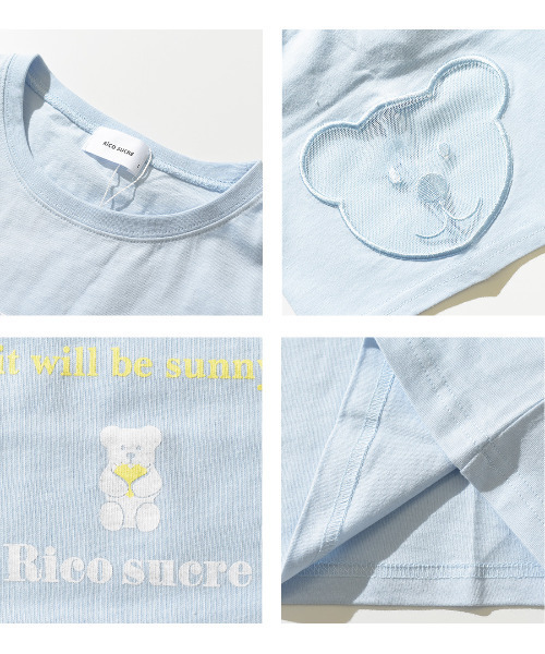 RiCO SUCRE(リコシュクレ)の「袖ベアーチュールTシャツ(Tシャツ/カットソー・キッズ・ミント/オフホワイト/サックスブルー/ブラック・130/140/150/160/165)」の18枚目の写真