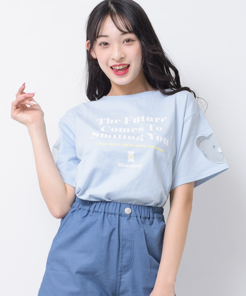RiCO SUCRE(リコシュクレ)の「袖ベアーチュールTシャツ(Tシャツ/カットソー・キッズ・ミント/オフホワイト/サックスブルー/ブラック・130/140/150/160/165)」の21枚目の写真
