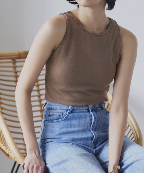 カップ付き天竺アメスリタンクトップ