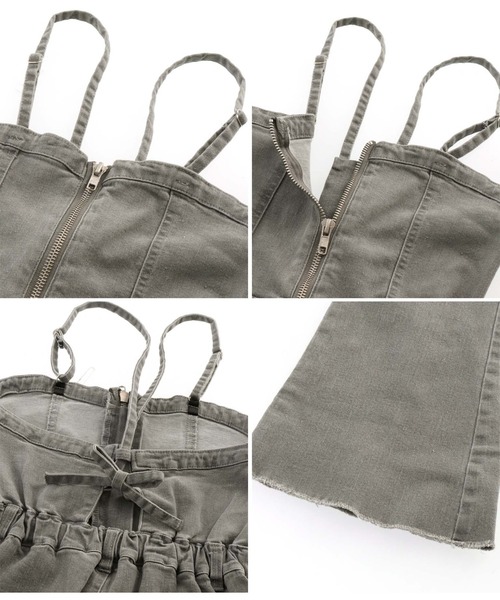 ANAP kids(アナップキッズ)の「フロントジップレースアップサロペット【親子お揃い】(サロペット/オーバーオール・キッズ・ブラック/グレー/ライトブルー・130cm/120cm/110cm)」の10枚目の写真